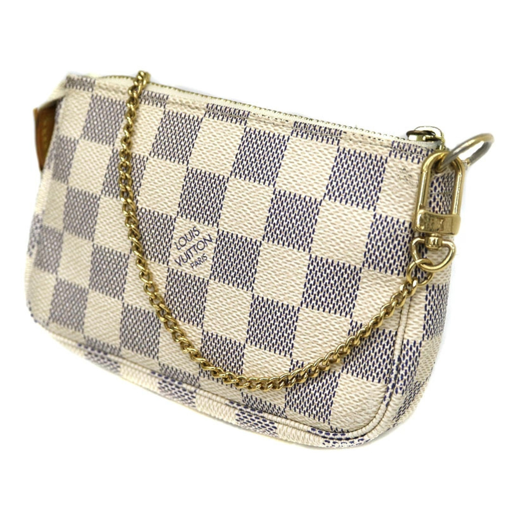 LOUIS VUITTON Pochette Accessoires Clutch Damier Canvas Azur White LV